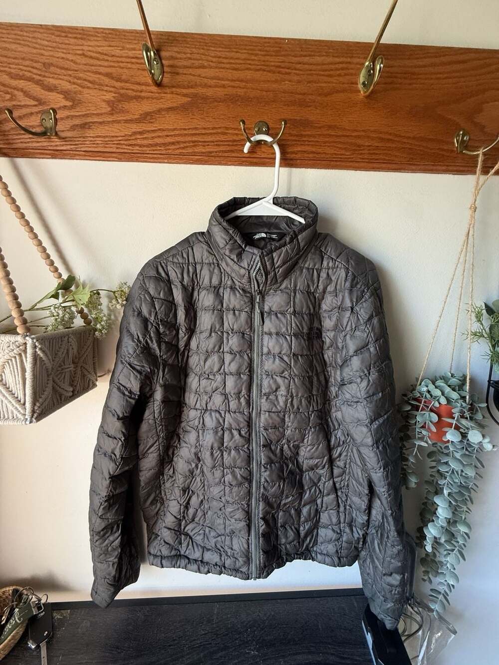 The North Face ThermoBall Jacket Size S Grey Quilted Puffer Coat